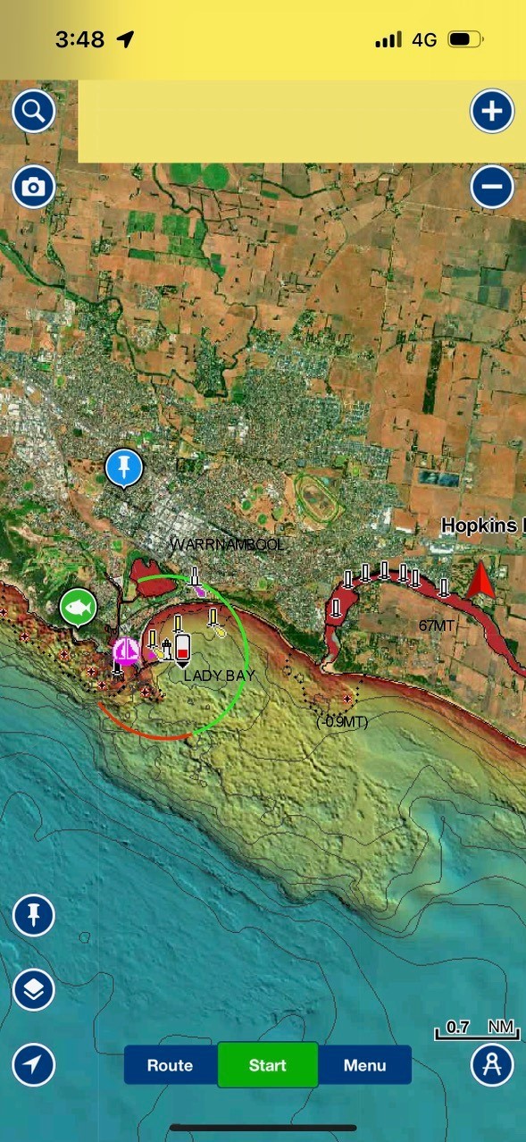 Zoom in the Screenshot of seafloor data off Warrnambool