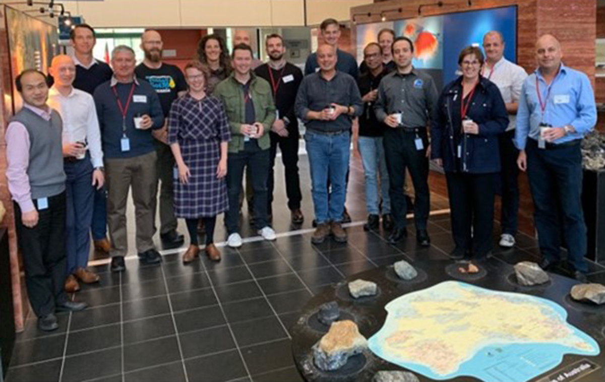 Researchers stand together after a collaborative workshop on the development of seabed data quality assurance tools.